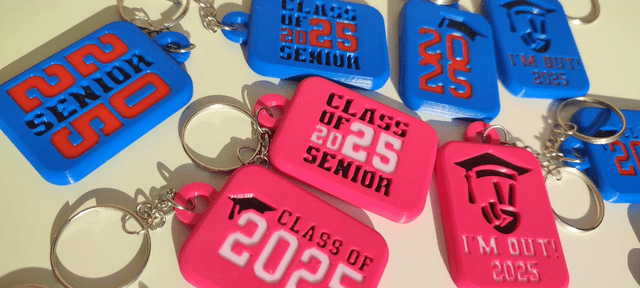 School Leavers Keyrings, Class of 25 Keyrings, Custom 2025 School Keyrings, End of Year Gifts with Unique Messages, School Leavers 2025 Keyrings, 3D Printed Custom Keyrings, End of Year Keyrings 