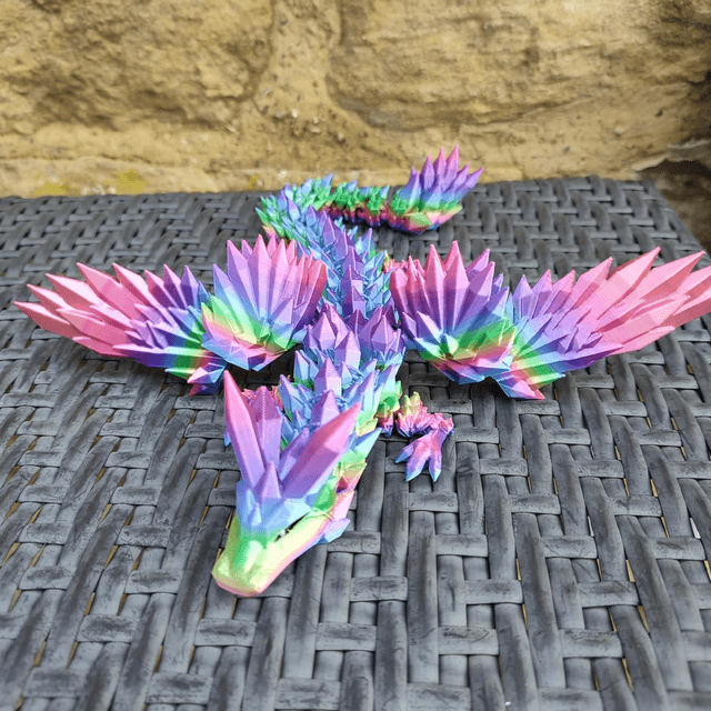 Crystal Winged Dragon – Articulated Fantasy Figurine & Unique Gift for Dragon Lovers, 3D Printed Crystal Winged Dragon 