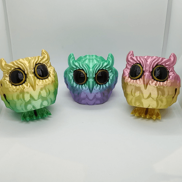 Owl Puffling, 3D Printed Owl, Cute Owl Figurine, Owl Puffling Collectible, Articulated Owl Figurine 