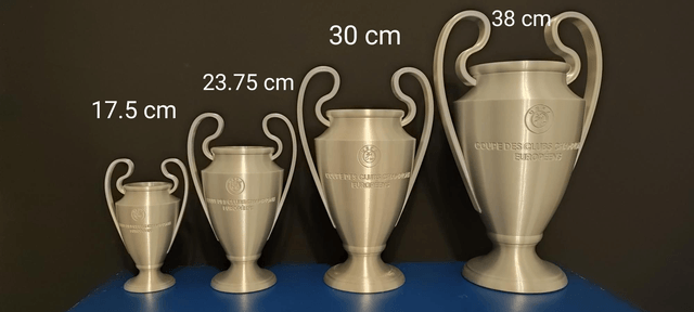 Champions Trophy Replica 3D Printed, Trophy Replica, Memorabilia,Trophy Replica, Gift for him, Christmas Gift, Football trophy, Collectibles, 23.75 cm / 9.35 inches, Silver, Plastic