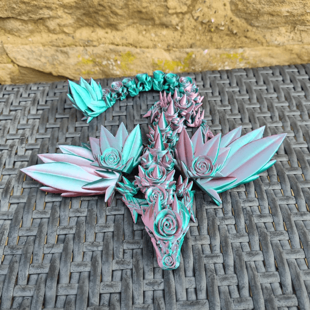 Rose Winged Dragon – Articulated Fantasy Figurine & Unique Gift for Dragon Lovers, 3D Printed Rose Winged Dragon 