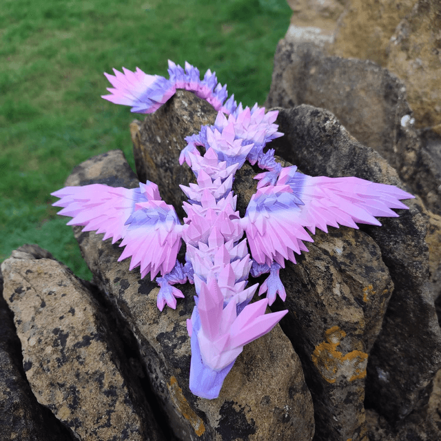 Crystal Winged Dragon – Articulated Fantasy Figurine & Unique Gift for Dragon Lovers, 3D Printed Crystal Winged Dragon 