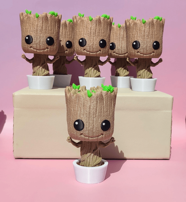 Baby Groot Bobble head 3D Printed – Cute Desk Toy, Plant Pot Style Figure