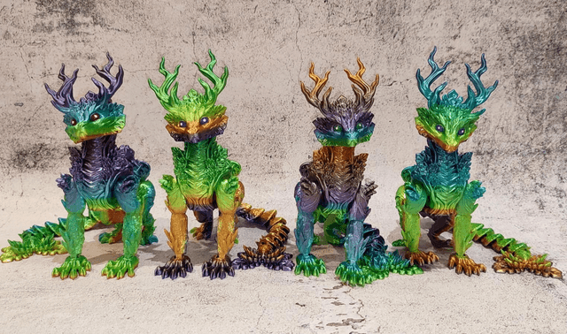 Forest Dragon, Fantasy Dragon, 3D Printed, Tabletop Dragon, Decorative Display Dragon, Flexible Forest Dragon, Nature, Forest 