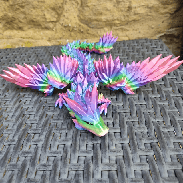 Crystal Winged Dragon – Articulated Fantasy Figurine & Unique Gift for Dragon Lovers, 3D Printed Crystal Winged Dragon 