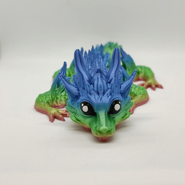 Furry Dragon, Flexible 3D Printed Dragon, Fantasy Dragon, Whimsical Figurine, 3D Printed Dragon 