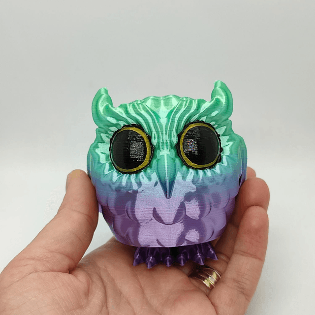 Owl Puffling, 3D Printed Owl, Cute Owl Figurine, Owl Puffling Collectible, Articulated Owl Figurine 