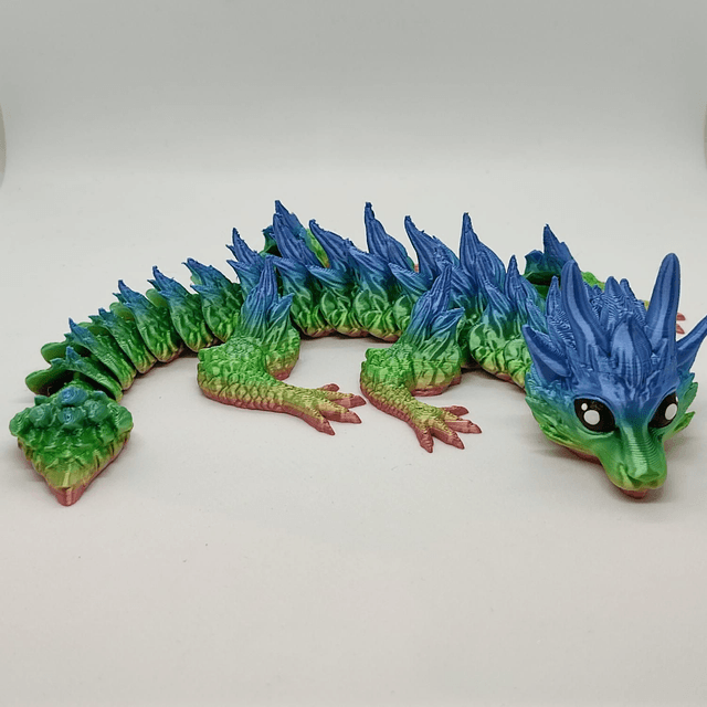 Furry Dragon, Flexible 3D Printed Dragon, Fantasy Dragon, Whimsical Figurine, 3D Printed Dragon 