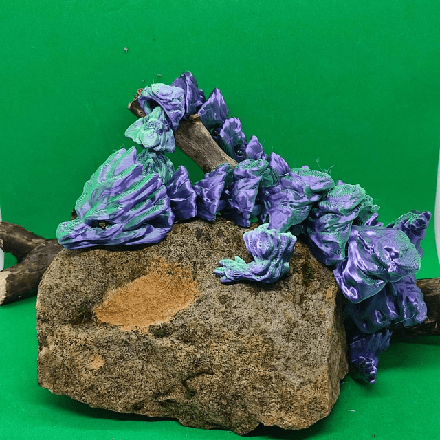 Geo Dragon, Earth Dragon, 3D Printed, Articulated Dragon, Mythical Fidget Dragon