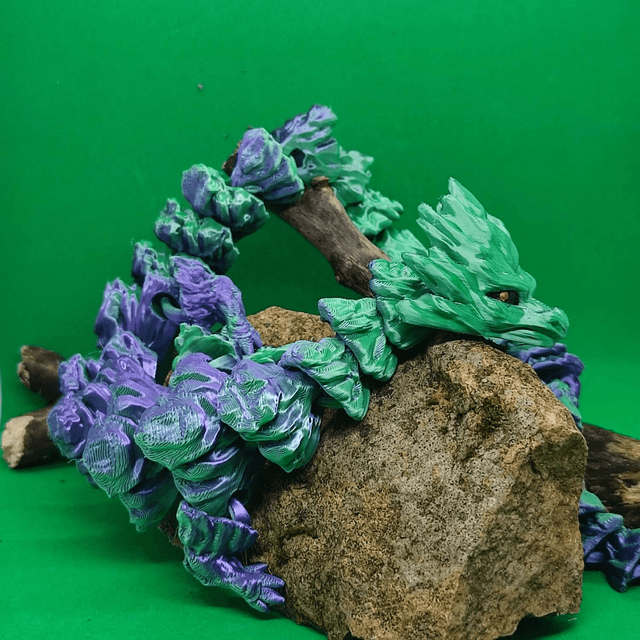 Geo Dragon, Earth Dragon, 3D Printed, Articulated Dragon, Mythical Fidget Dragon