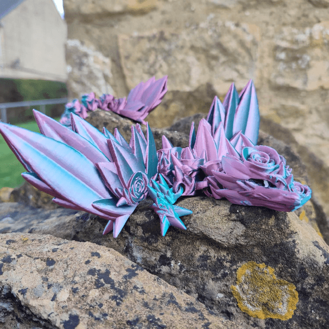 Rose Winged Dragon – Articulated Fantasy Figurine & Unique Gift for Dragon Lovers, 3D Printed Rose Winged Dragon 