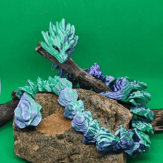 Geo Dragon, Earth Dragon, 3D Printed, Articulated Dragon, Mythical Fidget Dragon