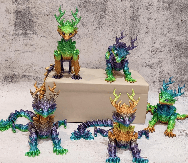 Forest Dragon, Fantasy Dragon, 3D Printed, Tabletop Dragon, Decorative Display Dragon, Flexible Forest Dragon, Nature, Forest 