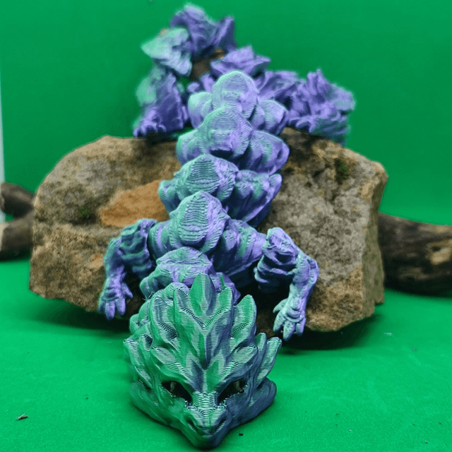 Geo Dragon, Earth Dragon, 3D Printed, Articulated Dragon, Mythical Fidget Dragon