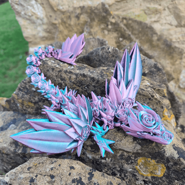 Rose Winged Dragon – Articulated Fantasy Figurine & Unique Gift for Dragon Lovers, 3D Printed Rose Winged Dragon 