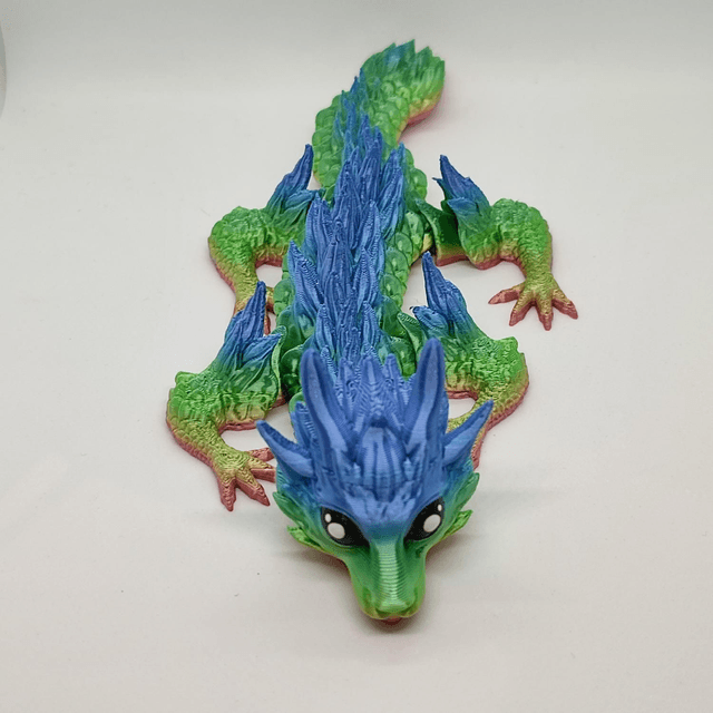 Furry Dragon, Flexible 3D Printed Dragon, Fantasy Dragon, Whimsical Figurine, 3D Printed Dragon 