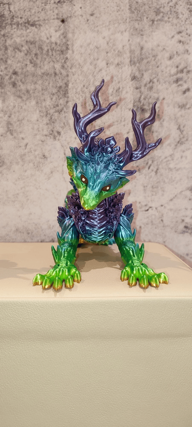 Forest Dragon, Fantasy Dragon, 3D Printed, Tabletop Dragon, Decorative Display Dragon, Flexible Forest Dragon, Nature, Forest 