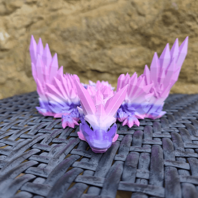 Crystal Winged Dragon – Articulated Fantasy Figurine & Unique Gift for Dragon Lovers, 3D Printed Crystal Winged Dragon 