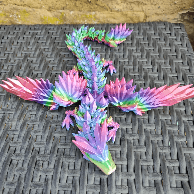 Crystal Winged Dragon – Articulated Fantasy Figurine & Unique Gift for Dragon Lovers, 3D Printed Crystal Winged Dragon 