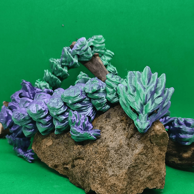 Geo Dragon, Earth Dragon, 3D Printed, Articulated Dragon, Mythical Fidget Dragon
