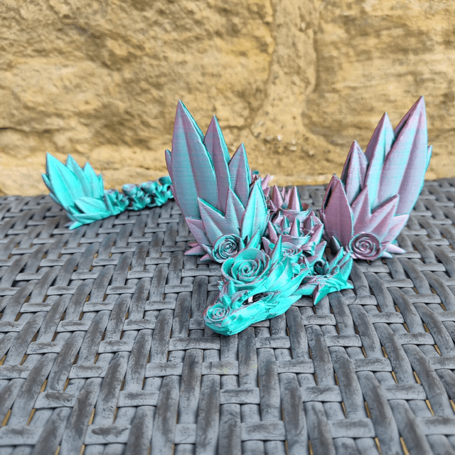 Rose Winged Dragon – Articulated Fantasy Figurine & Unique Gift for Dragon Lovers, 3D Printed Rose Winged Dragon 