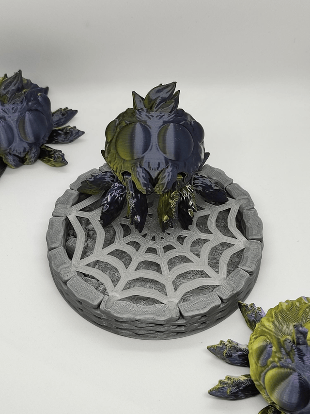 Spider Puffling Figurine with Articulated Joints and Glow in the dark Cobweb, Fantasy Spider Puffling, Glow in the dark Cobweb + Well Base, Articulated Toy Collectible, Unique 3D printed Spider, Halloween Decoration,
Fantasy Spider Puffling Figure