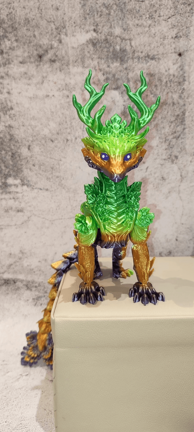 Forest Dragon, Fantasy Dragon, 3D Printed, Tabletop Dragon, Decorative Display Dragon, Flexible Forest Dragon, Nature, Forest 