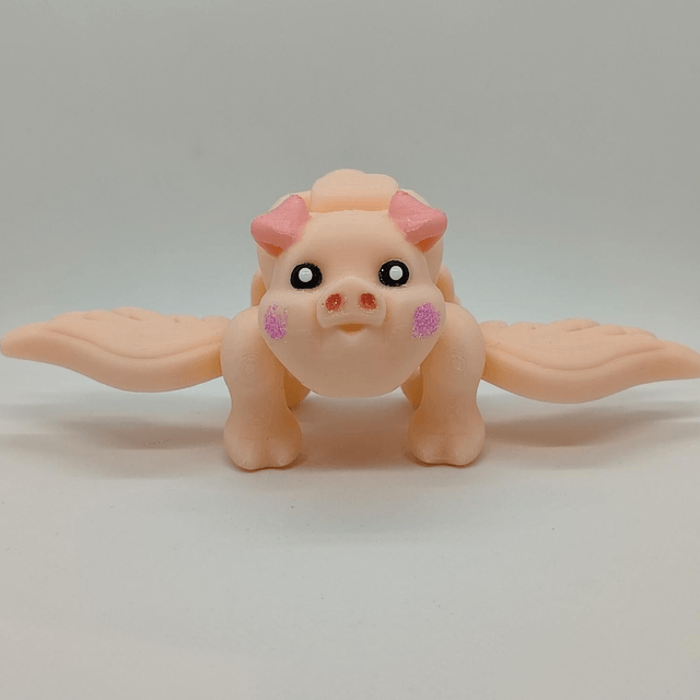 Flying Pig Articulated, 3D Printed Flying Pig, Poseable Pig Figurine, Whimsical Pig Model, Flying Pig Desk Decor, Cute Pig Collectible, Novelty Pig Gift
