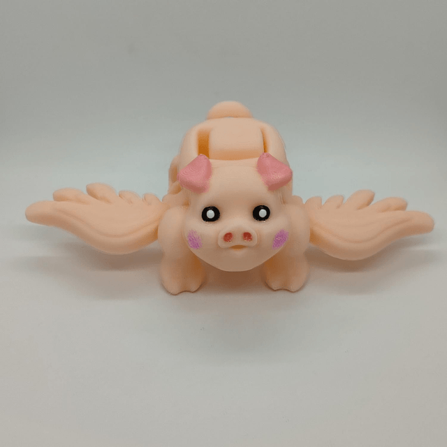Flying Pig Articulated, 3D Printed Flying Pig, Poseable Pig Figurine, Whimsical Pig Model, Flying Pig Desk Decor, Cute Pig Collectible, Novelty Pig Gift