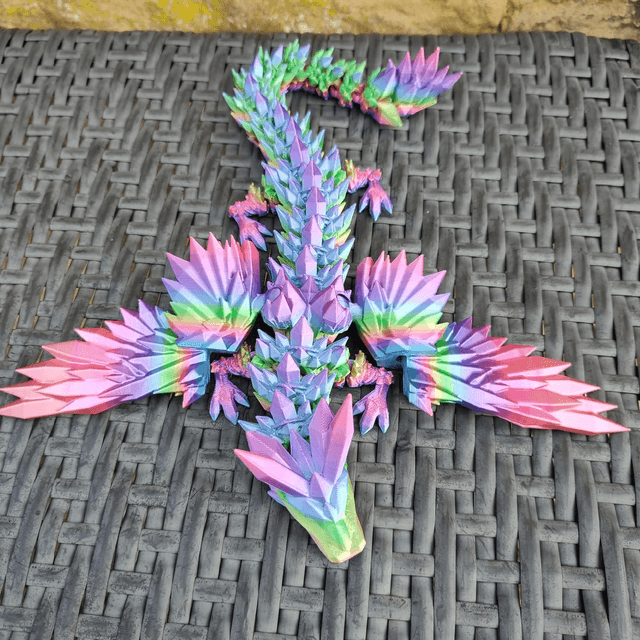 Crystal Winged Dragon – Articulated Fantasy Figurine & Unique Gift for Dragon Lovers, 3D Printed Crystal Winged Dragon 