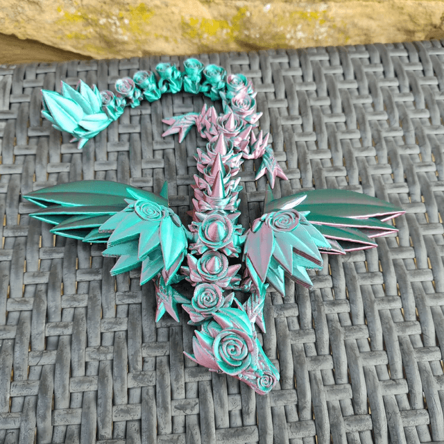 Rose Winged Dragon – Articulated Fantasy Figurine & Unique Gift for Dragon Lovers, 3D Printed Rose Winged Dragon 